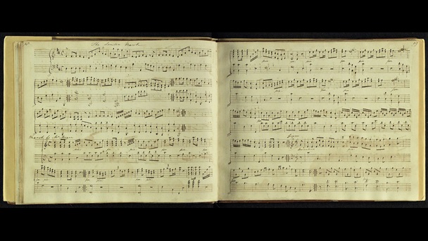 'The London March', manuscript music copied by Jane Austen, image in the public domain