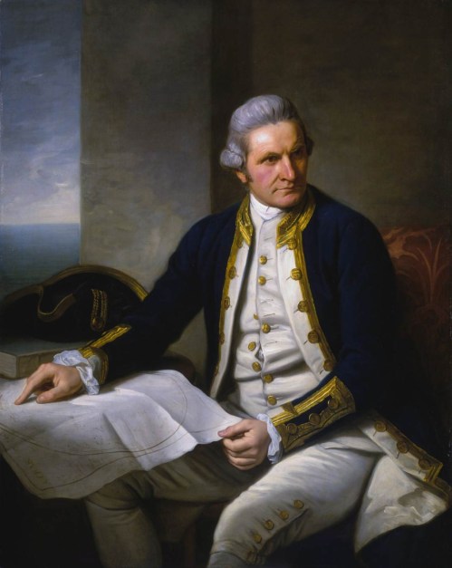 Oil painting of Captain James Cook, by Sir Nathaniel Dance-Holland, c. 1775. National Maritime Museum, Greenwich, public domain image.