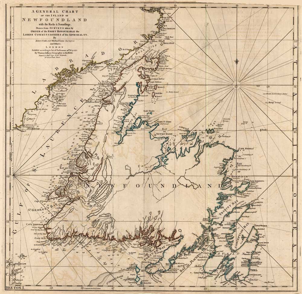 Image of Newfoundland, A General Chart, 1775, Captain James Cook,