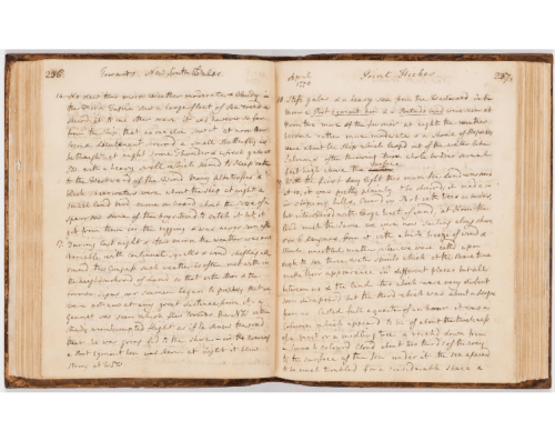 Two open pages of a Joseph Banks Journal, State Library of New South Wales
