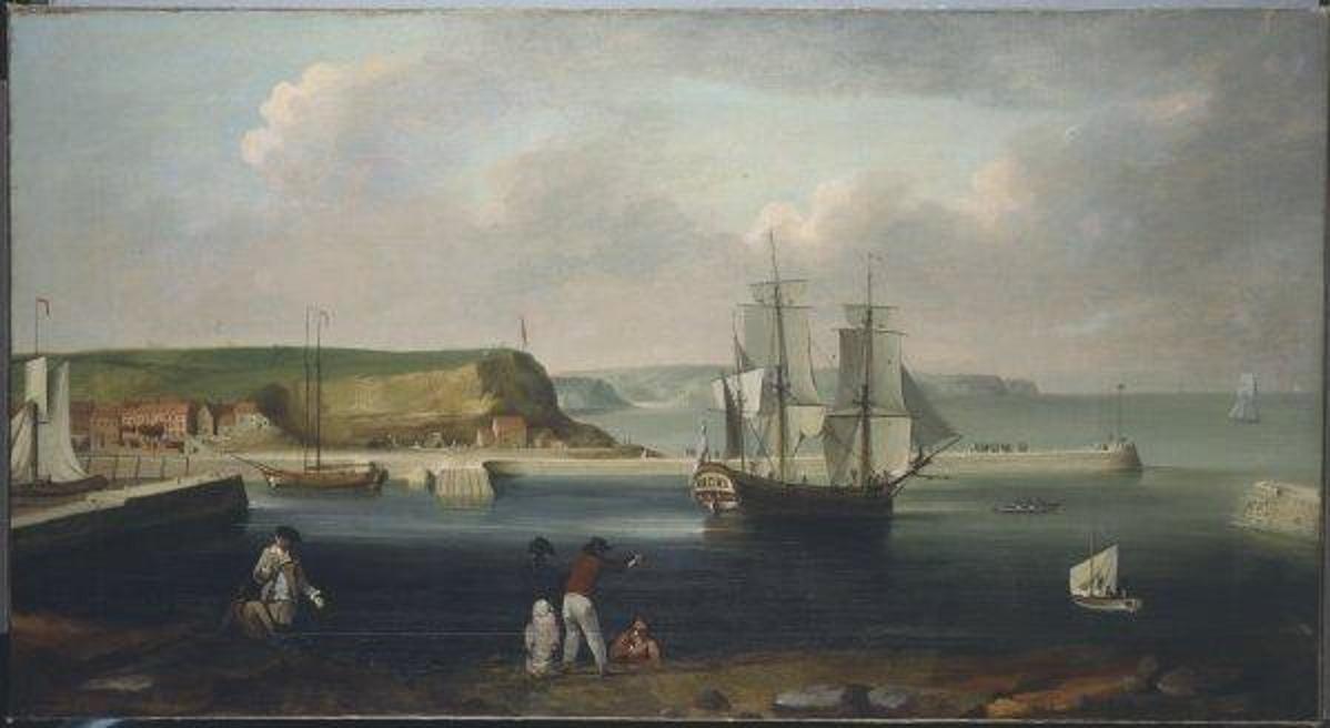 Oil painting of Endeavour Leaving Whitby, by Thomas Luny, 1768, Wikimedia, creative commons