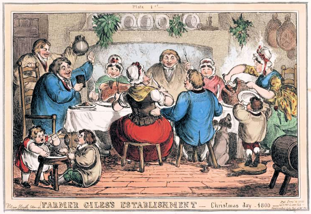 Cartoon of Farmer Giles's Establishment: Christmas Day-1800.