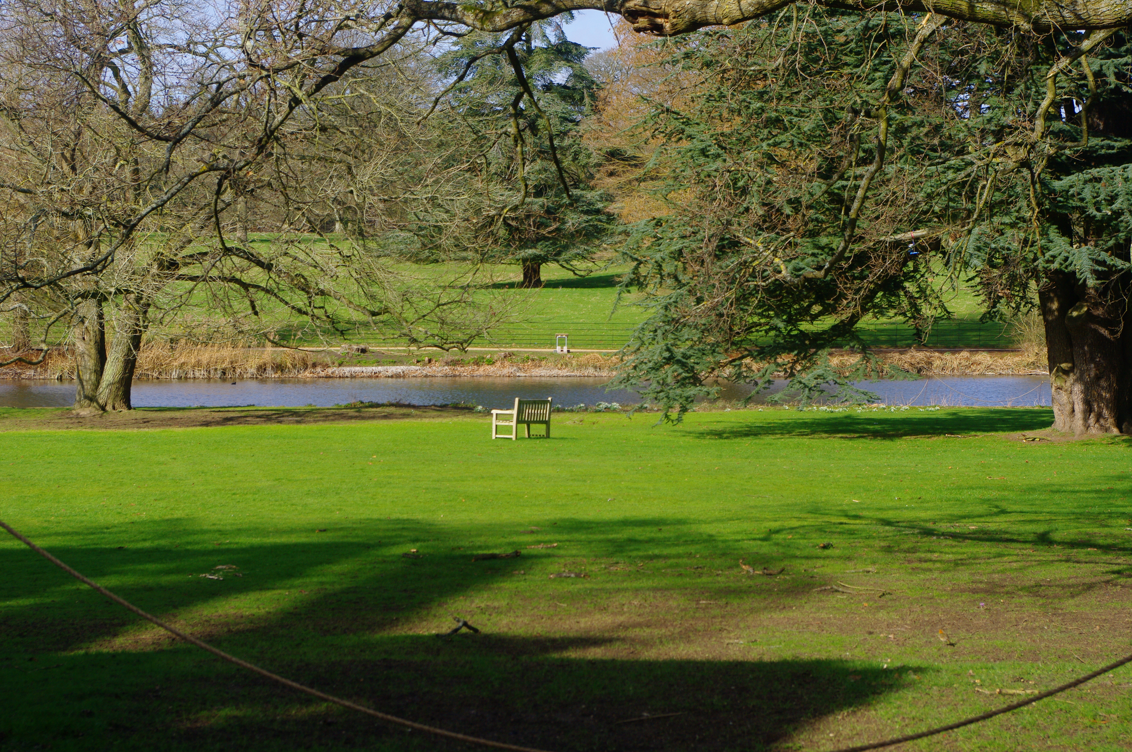 Photo of The lawns and lake at the front of The Vyne