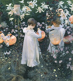 Painting of Carnation, Lily, Lily, Rose 1885-6 John Singer Sargent. The Tate Gallery. Public domain image.