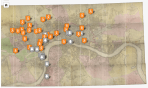 Markers showing the locations described in Modern&nbsp;London.