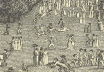 Close up of steep hill in Greenwich Park on the Monday after Easter