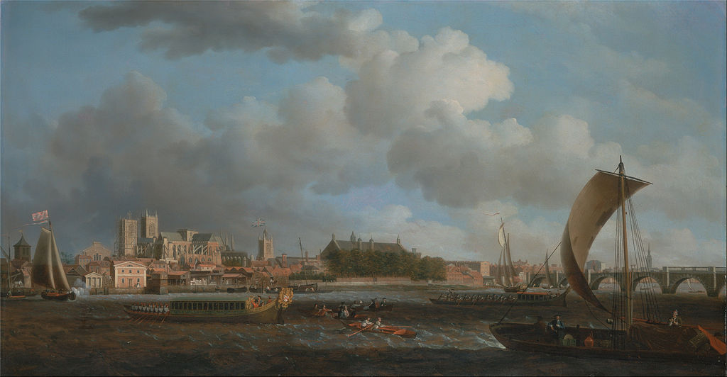 Painting of ca, 1745, Westminster from Lambeth, with the Ceremonial Barge of the Ironmongers Company
