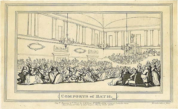 Rowlandson's black and white image of Bath's Ballroom
