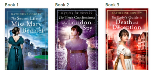 Covers of Katherine Cowley's first three books